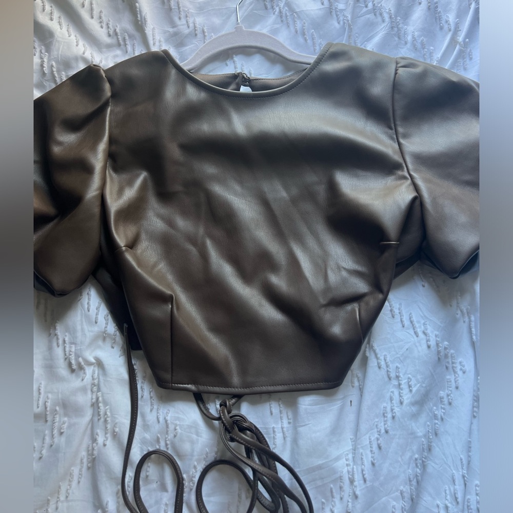 Brown leather autumn top